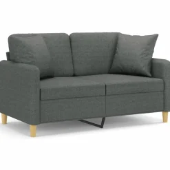 Best vidaXL 2-sits soffa med prydnadskuddar 120 cm tyg Mörkgrå