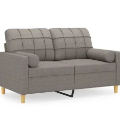 Clearance vidaXL 2-sits soffa med prydnadskuddar 120 cm tyg Taupe