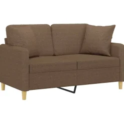 Clearance vidaXL 2-sits soffa med prydnadskuddar 120 cm tyg Brun