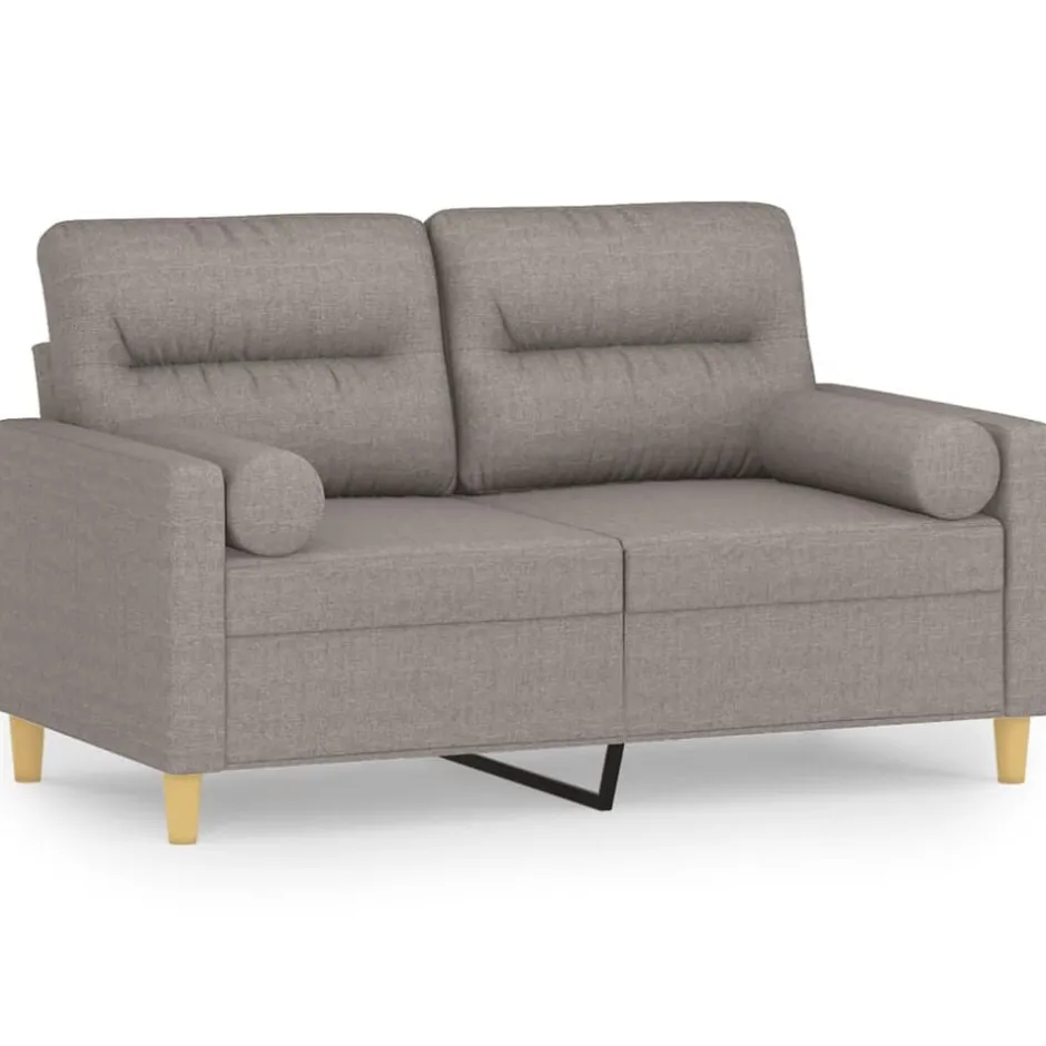 Clearance vidaXL 2-sits soffa med prydnadskuddar 120 cm tyg Taupe