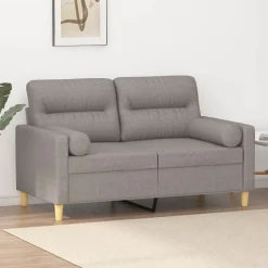 Clearance vidaXL 2-sits soffa med prydnadskuddar 120 cm tyg Taupe