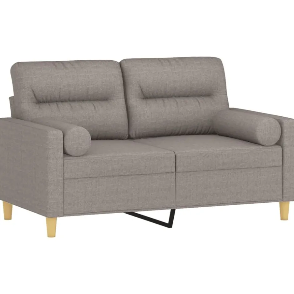 Clearance vidaXL 2-sits soffa med prydnadskuddar 120 cm tyg Taupe