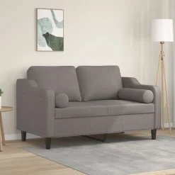 Clearance vidaXL 2-sits soffa med prydnadskuddar 120 cm tyg Taupe