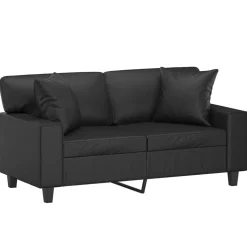vidaXL 2-sits soffa med prydnadskuddar svart 120 cm konstläder
