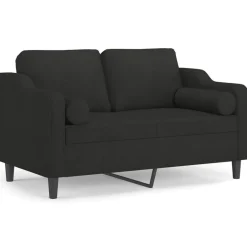 Discount vidaXL 2-sits soffa med prydnadskuddar 120 cm tyg Svart