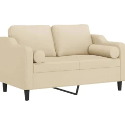 vidaXL 2-sits soffa med prydnadskuddar gräddvit 120 cm tyg
