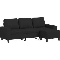 vidaXL 3-sitssoffa med fotpall Svart 180 cm tyg