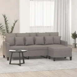 vidaXL 3-sitssoffa med fotpall taupe 180 cm tyg