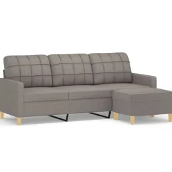 Discount vidaXL 3-sitssoffa med fotpall 180 cm tyg Taupe