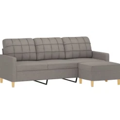 Discount vidaXL 3-sitssoffa med fotpall 180 cm tyg Taupe