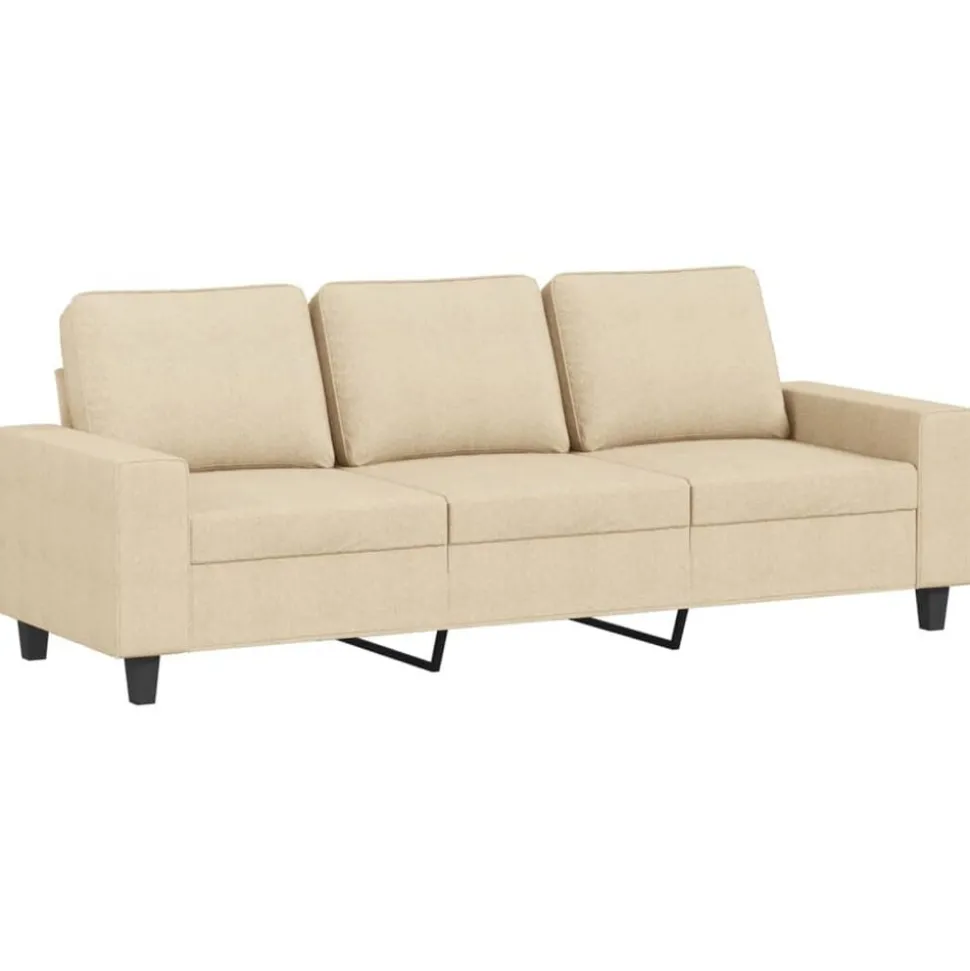 vidaXL 3-sitssoffa med fotpall Gräddvit 180 cm tyg