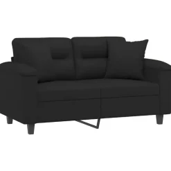 vidaXL 2-sitssoffa med prydnadskuddar svart 120 cm mikrofibertyg