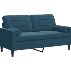 vidaXL 2-sitssoffa med prydnadskuddar blå 140 cm sammet
