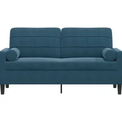 vidaXL 2-sitssoffa med prydnadskuddar blå 140 cm sammet