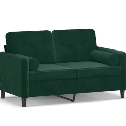 vidaXL 2-sitssoffa med prydnadskuddar mörkgrön 120 cm sammet