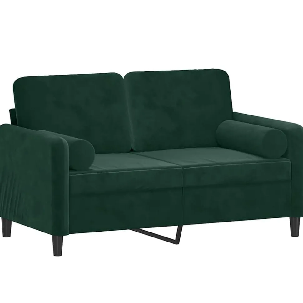 vidaXL 2-sitssoffa med prydnadskuddar mörkgrön 120 cm sammet