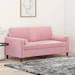 vidaXL 2-sitssoffa med prydnadskuddar rosa 140 cm sammet