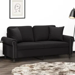Sale vidaXL 2-sitssoffa med prydnadskuddar 140 cm sammet Svart