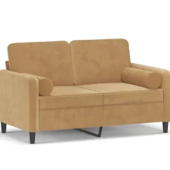 Sale vidaXL 2-sitssoffa med prydnadskuddar 120 cm sammet Brun