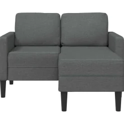 Online vidaXL 2-sitssoffa med schäslong L-formad 125 cm tyg Mörkgrå