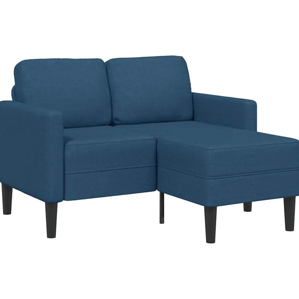 vidaXL 2-sitssoffa med schäslong L-formad blå 125 cm tyg