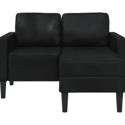 vidaXL 2-sitssoffa med schäslong L-formad svart 125 cm konstläder