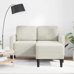 vidaXL 2-sitssoffa med schäslong L-formad gräddvit 125 cm sammet