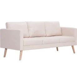 Clearance vidaXL 3-sitssoffa tyg gräddvit Kräm