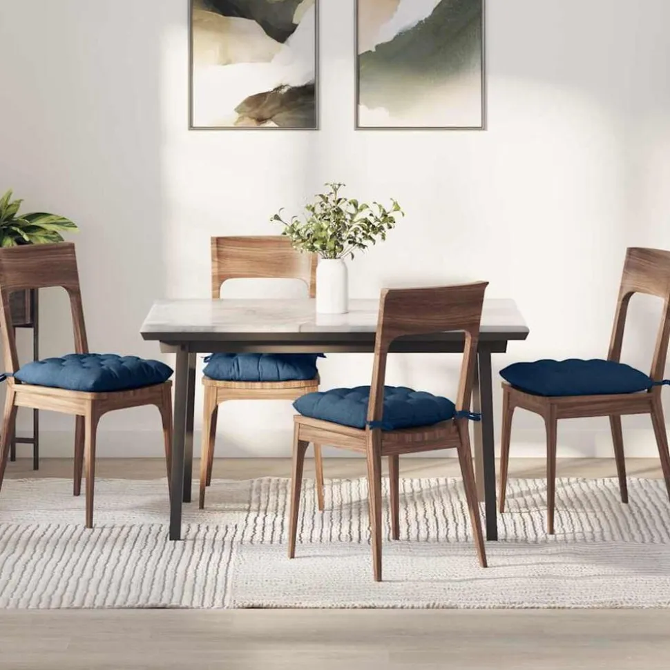 vidaXL Sittkuddar 4 pcs Blå 40 x 40 x 6 cm tyg