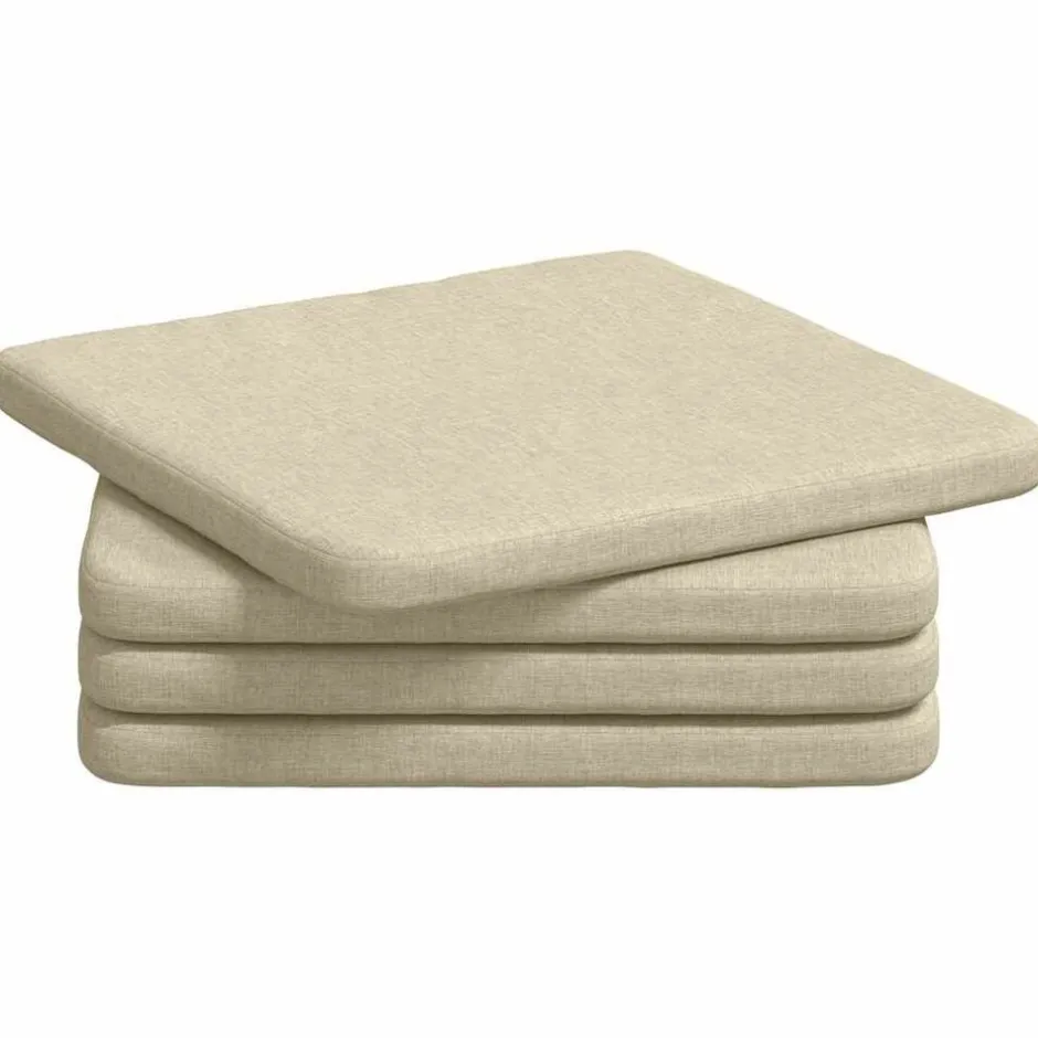 New vidaXL Sittkuddar 4 pcs 40 x 40 x 3 cm tyg Kräm