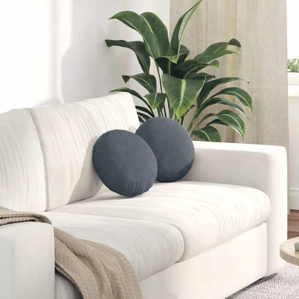 vidaXL Sittkuddar 2 pcs Mörkgrå Ø30 x 13 cm Sammet
