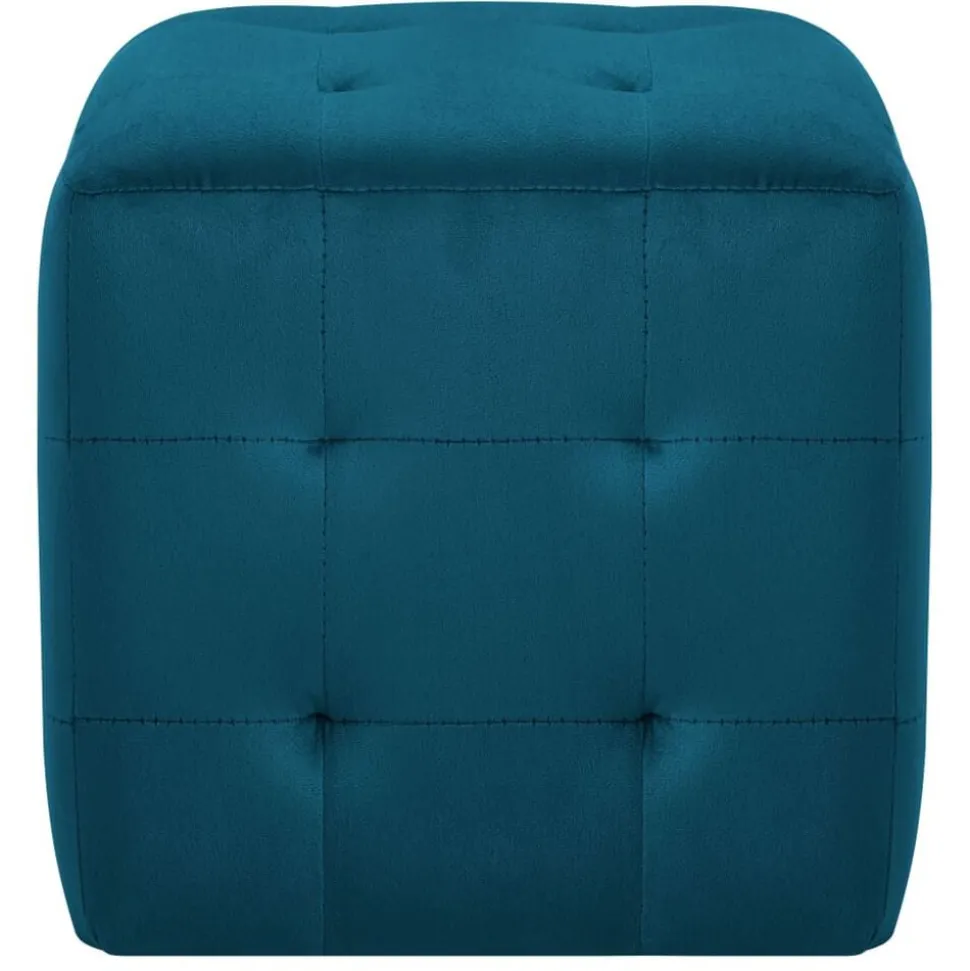 vidaXL Sittpuff 2 st blå 30x30x30 cm sammetstyg