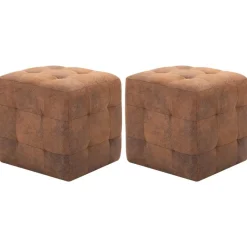 Discount vidaXL Sittpuff 2 st 30x30x30 cm konstmocka Brun