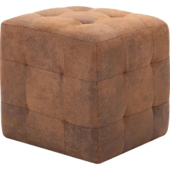 Discount vidaXL Sittpuff 2 st 30x30x30 cm konstmocka Brun