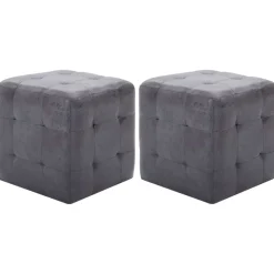 vidaXL Sittpuff 2 st grå 30x30x30 cm konstmocka