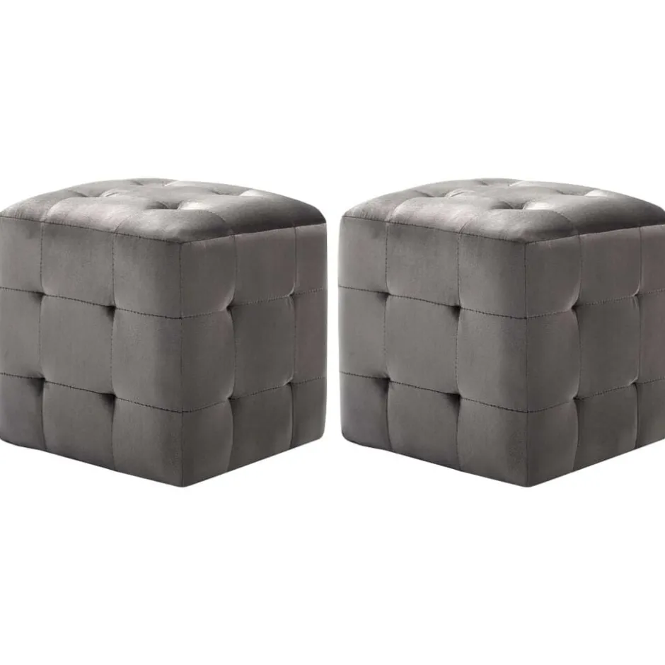 Sale vidaXL Sittpuff 2 st 30x30x30 cm sammetstyg Grå