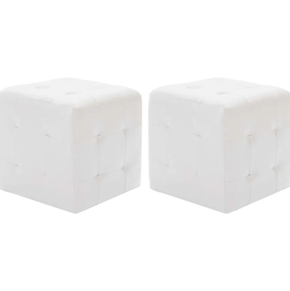 vidaXL Sittpuff 2 st vit 30x30x30 cm konstläder