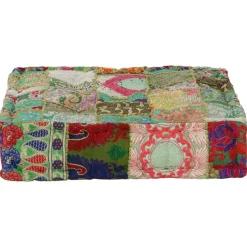 New vidaXL Sittpuff lappmönster fyrkantig handgjord 50x50x12 cm Grön