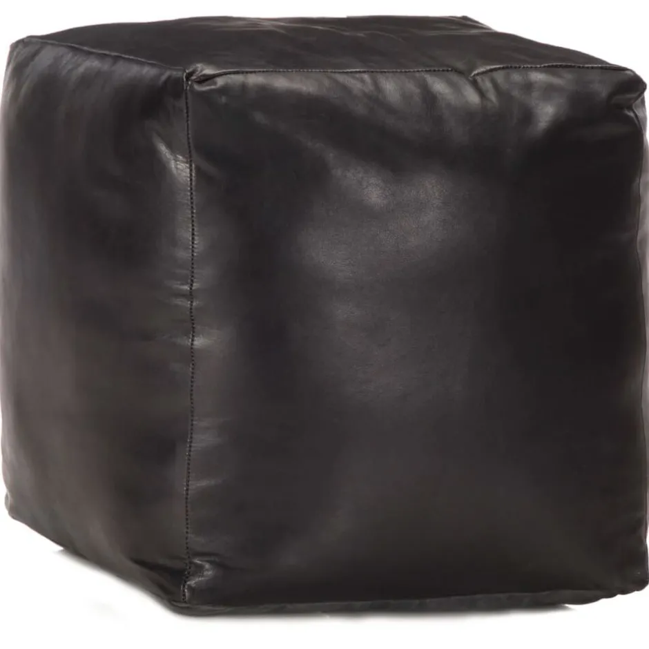 Discount vidaXL Sittpuff 40x40x40 cm äkta getskinn Svart