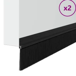 vidaXL Självhäftande dörrborstlist 2 pcs Svart 100 cm