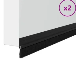 vidaXL Självhäftande dörrborstlist 2 pcs Svart 100 cm