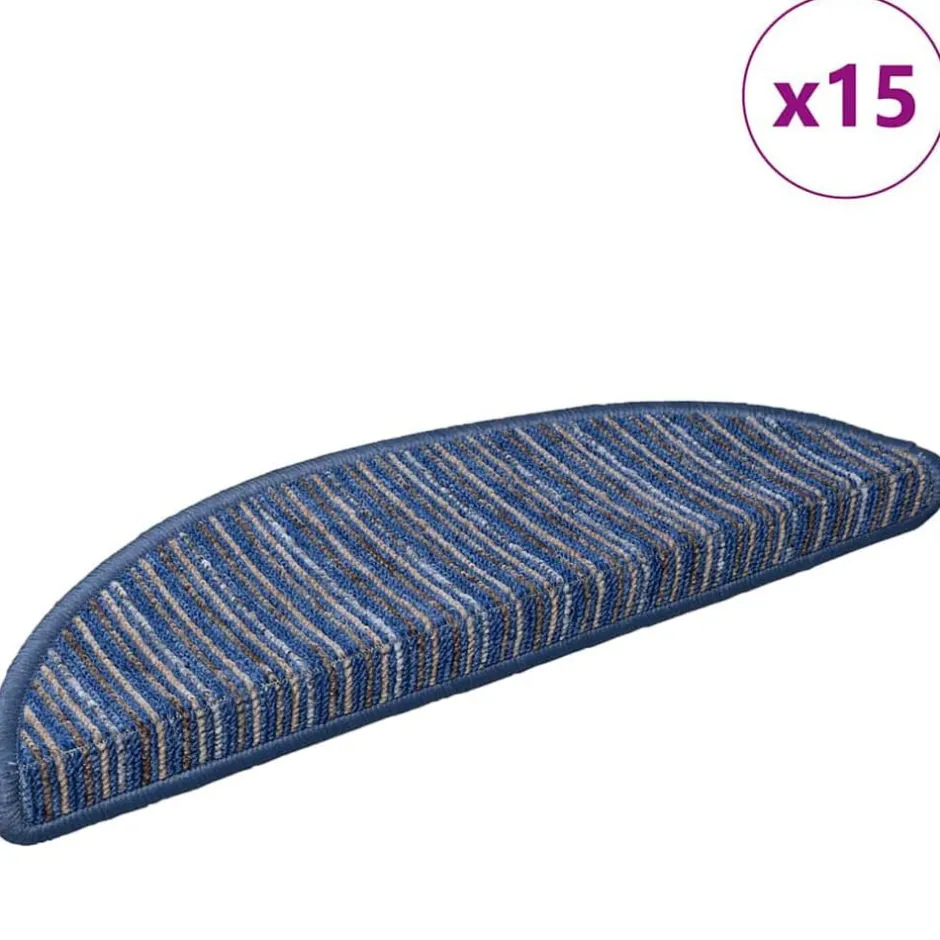 Best vidaXL Självhäftande trappmattor 15 pcs 56 x 17 x 3 cm Blå