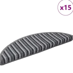 vidaXL Självhäftande trappmattor 15 pcs Grå 56 x 17 x 3 cm