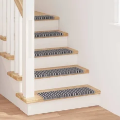 Best vidaXL Självhäftande trappmattor Randig 15 pcs 65 x 21 x 4 cm Grå