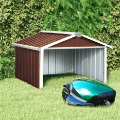 vidaXL Skjul för robotgräsklippare 92x97x63 cm galvaniserat stål brun