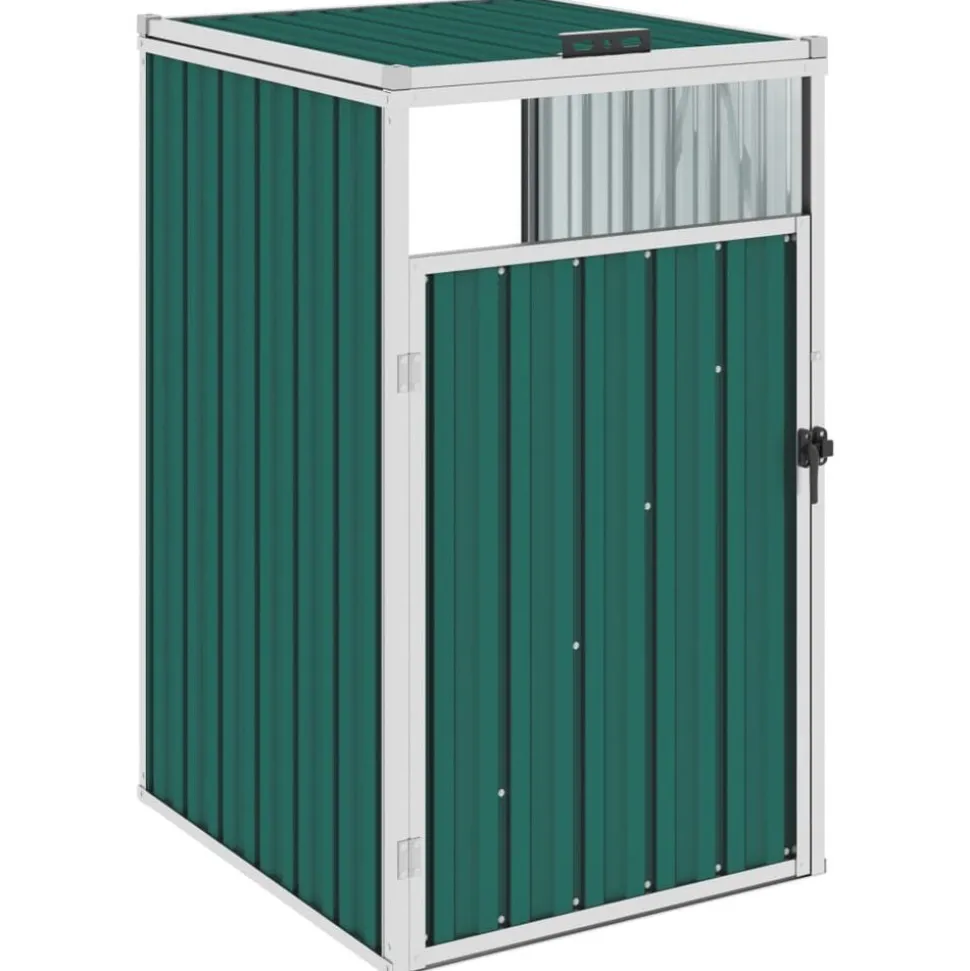 vidaXL Skjul till sopkärl grön 72x81x121 cm stål