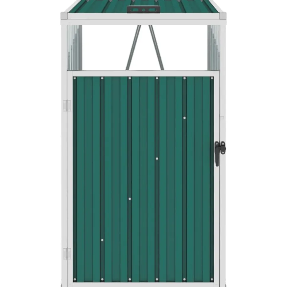 vidaXL Skjul till sopkärl grön 72x81x121 cm stål