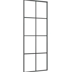 New vidaXL Skjutdörr aluminium med ESG-glas 76x205 cm Svart