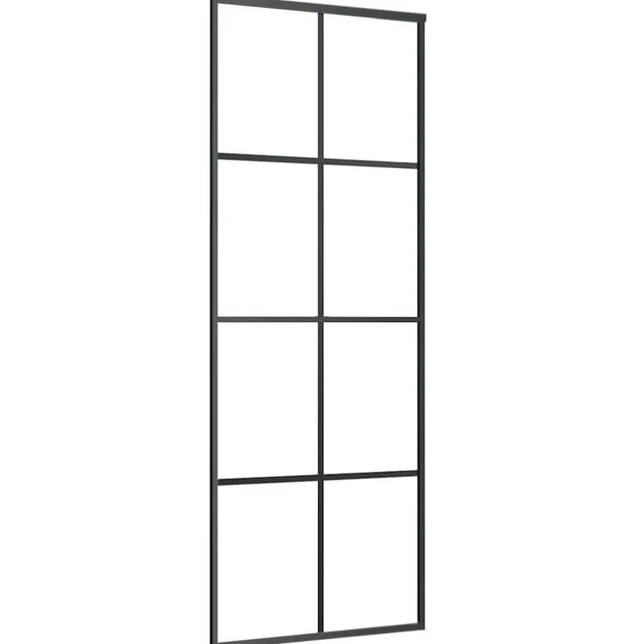 New vidaXL Skjutdörr aluminium med ESG-glas 76x205 cm Svart