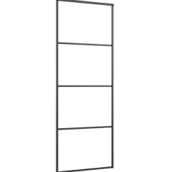 vidaXL Skjutdörr aluminium med ESG-glas 76x205 cm svart